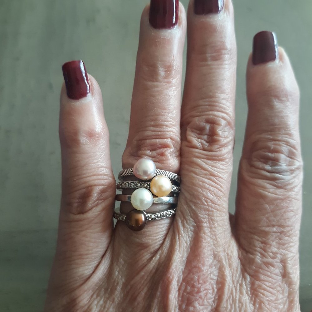 Stack culture pearl rings